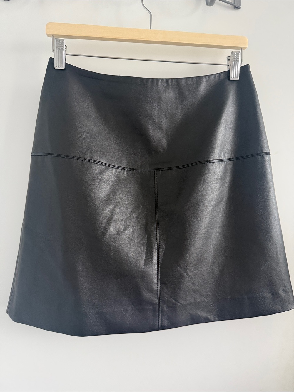Ted Baker London Black Faux Leather A-Line Skirt
